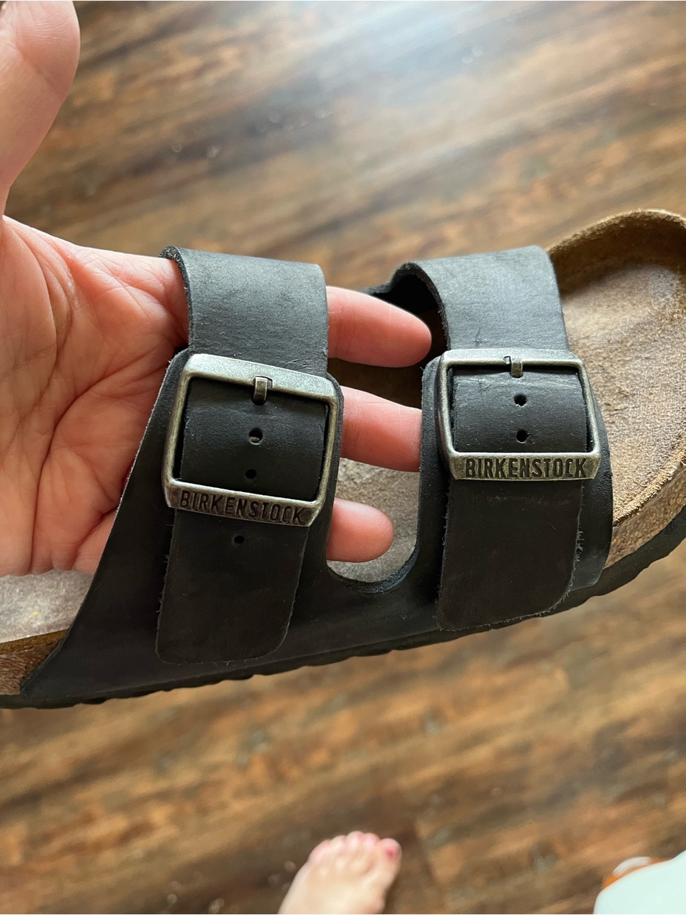 Unisex Birkenstock Black Two-Strap Sandal with Branded Buckles EU38